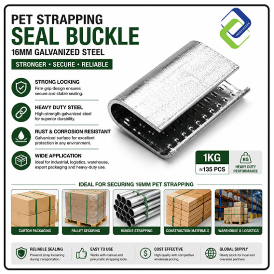 PET Strapping Seal Buckle 16mm Galvanized Steel 1kg Pack