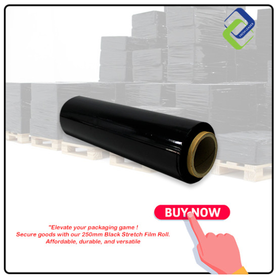 Black Stretch Film 250mm – Durable Plastic Wrapping Roll for Secure Packaging Black Stretch Film 250mm – Durable Plastic Wrapping Roll for Secure Packaging