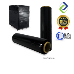 Black Stretch Film 250mm – Durable Plastic Wrapping Roll for Secure Packaging
