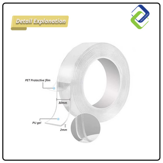 Versatile Nano Sticky Tape - 3cm x 3m Washable Adhesive Strip for Any Surface Versatile Nano Sticky Tape - 3cm x 3m Washable Adhesive Strip for Any Surface