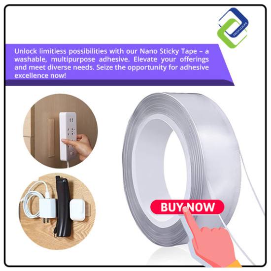 Versatile Nano Sticky Tape - 3cm x 3m Washable Adhesive Strip for Any Surface Versatile Nano Sticky Tape - 3cm x 3m Washable Adhesive Strip for Any Surface