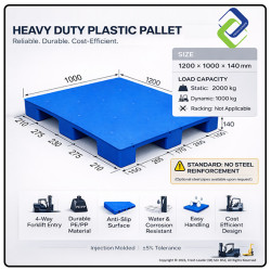 Industrial HD Plastic Pallet 2T 1200×1000 | Fresh Leader