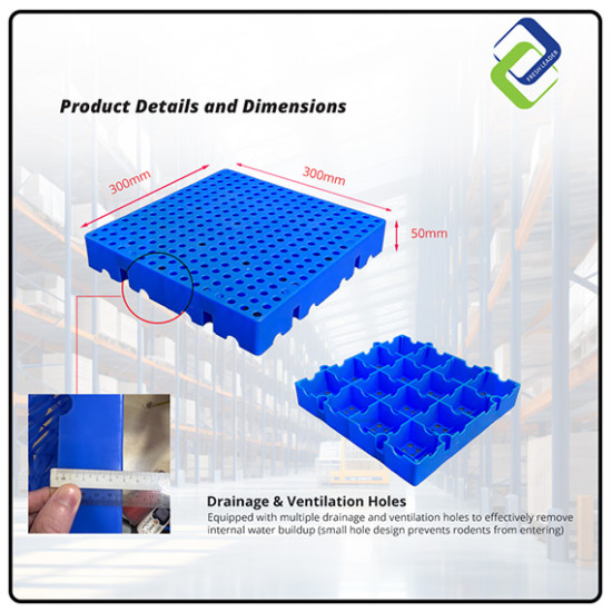 Heavy-Duty Square Mesh Pallet Board 30x30x5cm – Moisture-Proof & Durable Flooring Solution