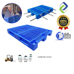 Upgraded 3-Runner HDPE Plastic Pallet – 8 Steel Pipes Reinforced, Heavy-Duty & 4-Way Forklift Access