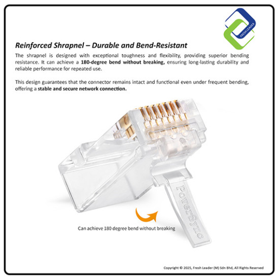 PowerSync RJ45 Cat5/5e Ethernet Plugs – Durable Modular Network Connectors, 50-Pack