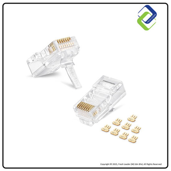 PowerSync RJ45 Cat5/5e Ethernet Plugs – Durable Modular Network Connectors, 50-Pack