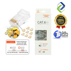 PowerSync RJ45 Transparent Crystal Head 50PCS/Pack – 24K Gold-Plated Connectors for Stable Network Transmission