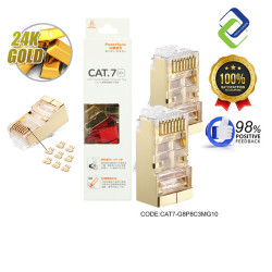 PowerSync CAT7 Modular Connector Plug – Gold-Plated RJ45 Crystal Connectors (10pcs)