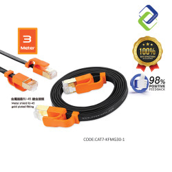Cat 7 High-Speed Flat LAN Network Cable (Black, 3m)