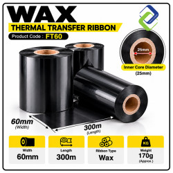 Wax Thermal Transfer Ribbon 60mm × 300m