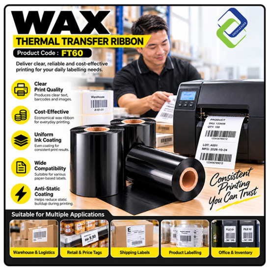 Wax Thermal Transfer Ribbon 60mm × 300m