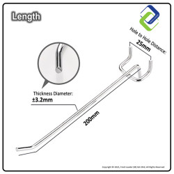 Pegboard Hooks for Tool Storage and Display, 200mm (8 Inches), 10 Pcs/Pack