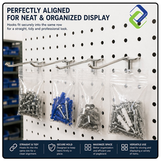 Pegboard Hooks for Tool Storage and Display, 50mm (2 Inches), 10 Pcs/Pack