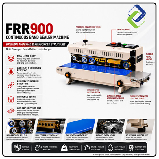 FRR-900 Continuous Band Sealer Machine | Heavy Duty Sealing