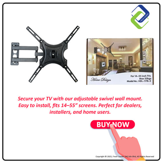 Adjustable 14–55 Inch Swivel TV Wall Mount – Full Motion Bracket for LCD LED Screens