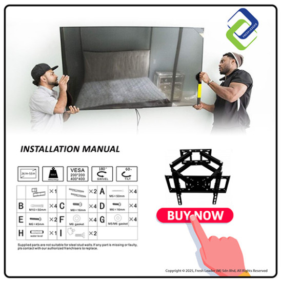 Full Motion TV Wall Mount for Flat & Curved Screens 26”-58” – Universal Support