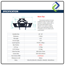 High Quality Universal Full Motion TV Wall Mount Fits 26”-58”
