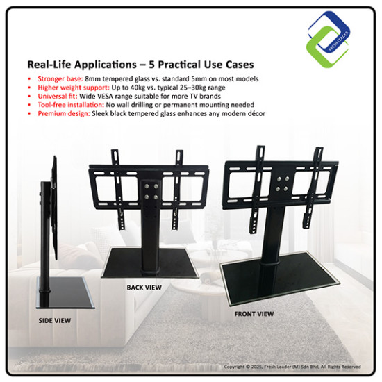 Universal TV Table Mount Stand for 26–32 Inch LED/LCD TVs – Stable Base for Flat Screen Display