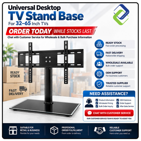 Universal TV Table Stand Base for 32–65 Inch LCD LED Flat Screen – Sturdy & Adjustable Bracket