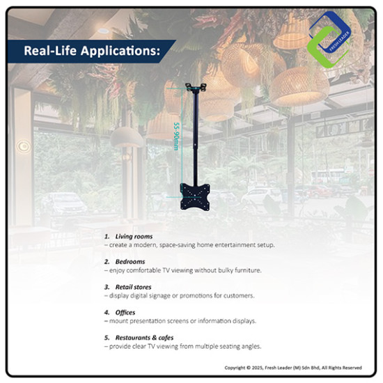 Universal Ceiling TV Mount Bracket for LCD LED 14-32 Inch – Tilt & Swivel Wall Holder