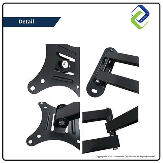 Retractable Wall Mount TV Bracket for 14–27 Inch Screens – Adjustable & Space-Saving
