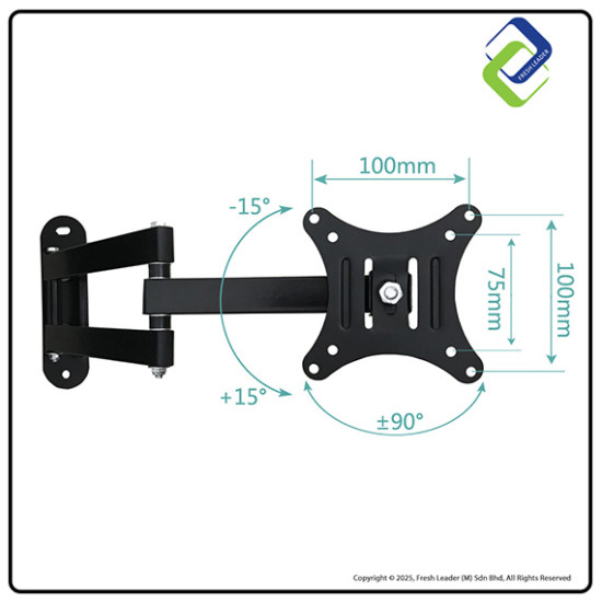 Retractable Wall Mount TV Bracket for 14–27 Inch Screens – Adjustable & Space-Saving
