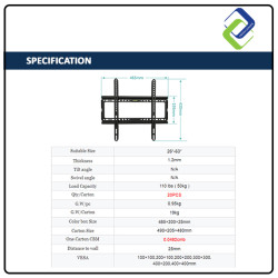 LED FLAT PANEL TV Bracket Wall Mount for 26''-63"