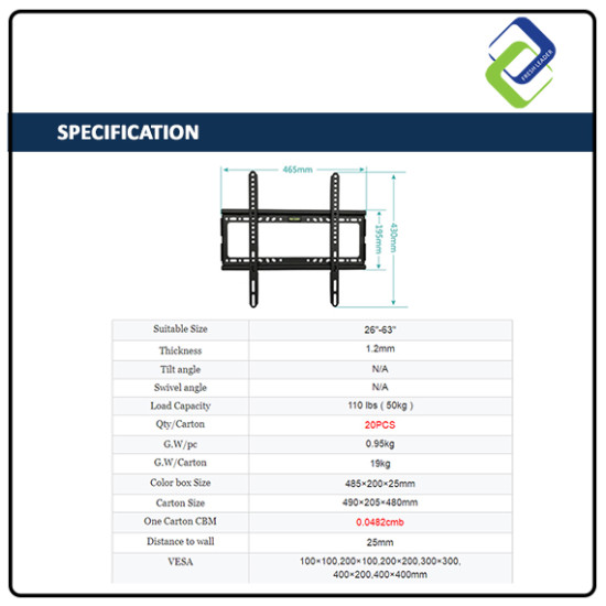 LED FLAT PANEL TV Bracket Wall Mount for 26''-63" LED FLAT PANEL TV Bracket Wall Mount for 26''-63"