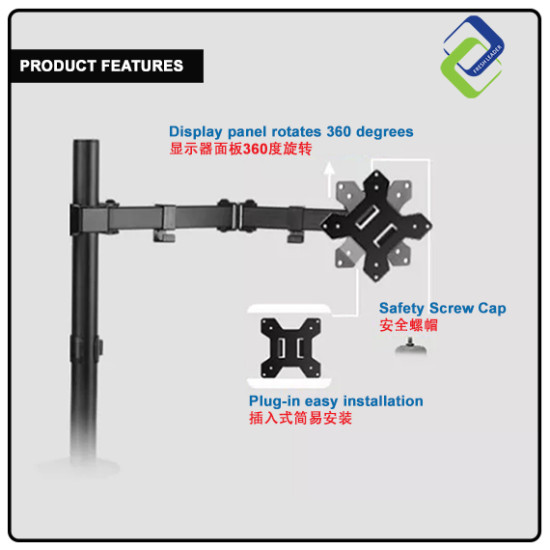 Single Monitor Arm Fully Adjustable Desk Mount Stand For 1 Screen up to 17”-30" Single Monitor Arm Fully Adjustable Desk Mount Stand For 1 Screen up to 17”-30"