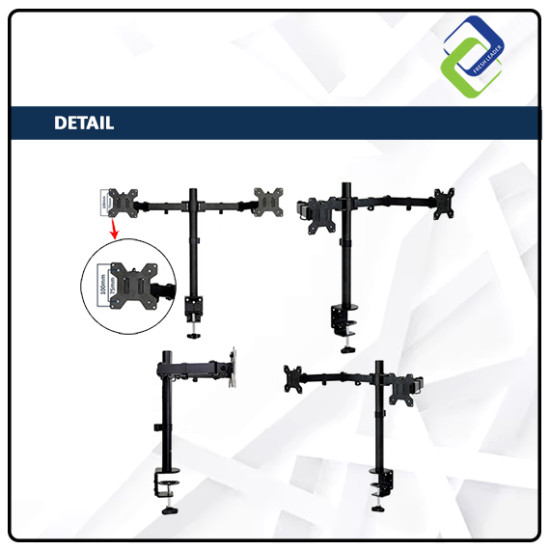 Dual Monitor Arm Fully Adjustable Desk Mount Stand For 2 Screen up to 17”-30" Dual Monitor Arm Fully Adjustable Desk Mount Stand For 2 Screen up to 17”-30"