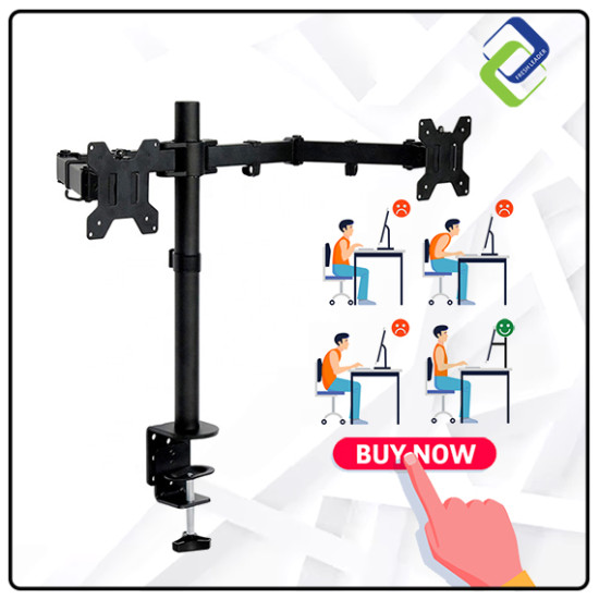 Dual Monitor Arm Fully Adjustable Desk Mount Stand For 2 Screen up to 17”-30" Dual Monitor Arm Fully Adjustable Desk Mount Stand For 2 Screen up to 17”-30"