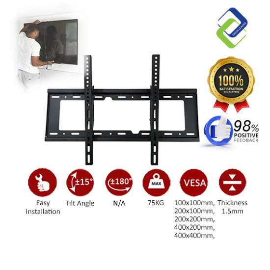 Universal 32-75 Inch TV Wall Mount Bracket | Adjustable 15 Degree Tilt