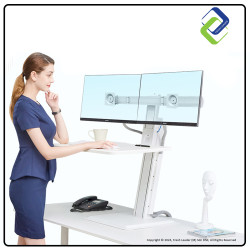 Integrated Computer Desk: 19-27 Inch Dual Monitor Sit Stand Workstation