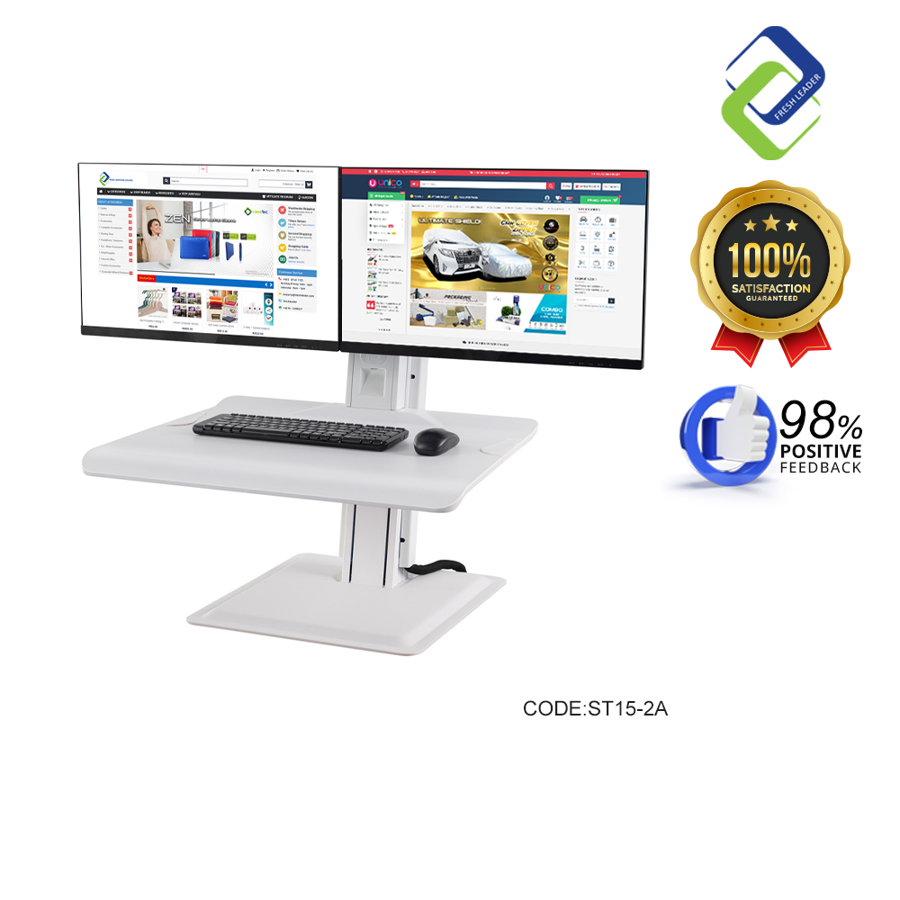 Premium Dual Monitor Sit Stand Workstation | Adjustable Computer Desk ...