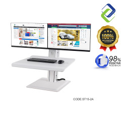 Integrated Computer Desk: 19-27 Inch Dual Monitor Sit Stand Workstation