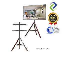 Artisanal Wooden TV Floor Stand – Universal 32-75" Adjustable Mount with 180° Swivel