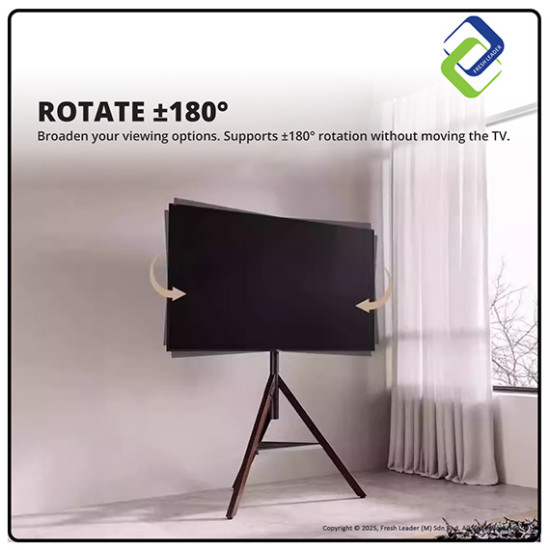 Artisanal Wooden TV Floor Stand – Universal 32-75" Adjustable Mount with 180° Swivel