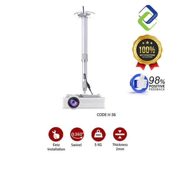 Projector Ceiling/Wall Mount with Extendable Arm 30–60cm – Universal Fit, Strong Support