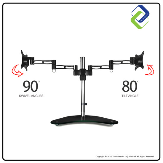 Premium Dual Monitor Stand | Tempered Glass | 15-27 inch | Adjustable Desk Mount Premium Dual Monitor Stand | Tempered Glass | 15-27 inch | Adjustable Desk Mount