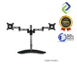 Premium Dual Monitor Stand | Tempered Glass | 15-27 inch | Adjustable Desk Mount