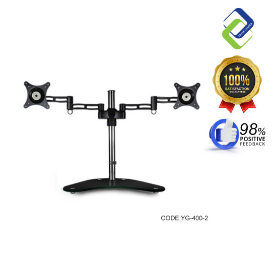 Premium Dual Monitor Stand | Tempered Glass | 15-27 inch | Adjustable Desk Mount Premium Dual Monitor Stand | Tempered Glass | 15-27 inch | Adjustable Desk Mount
