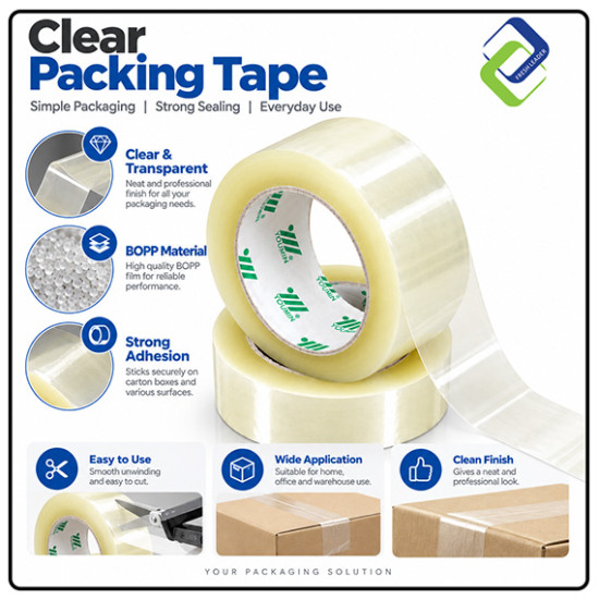 Clear Packing Tape 45mm × 114m 50µm High Adhesion