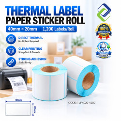 Thermal Label Paper Roll 40mm x 20mm – 1,200 Labels