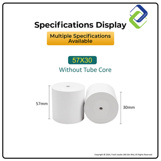 Coreless Thermal Receipt Paper 57x30mm – High Quality, No Core for Efficient Use Coreless Thermal Receipt Paper 57x30mm – High Quality, No Core for Efficient Use