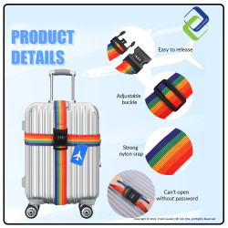 Colorful Luggage Strap with 3-Digit Combo Lock: Secure Your Bags in Style!