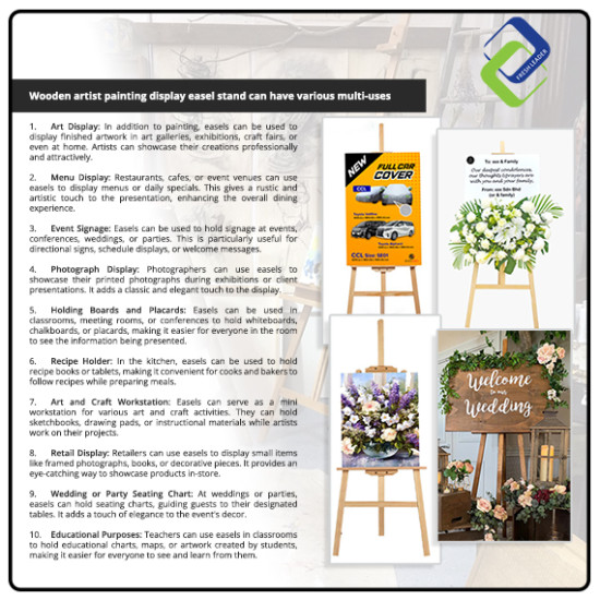 Wooden Artist Painting Display Easel Stand 150cm Height - Professional Art Supplies