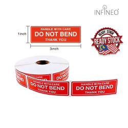 Do Not Bend Sticker Warning Label Handle With Care Sicker 1" x 3", 250pcs